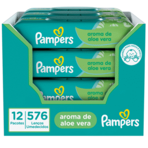 Kit de Lenços Umedecidos Pampers Aloe Vera com 576 Unidades